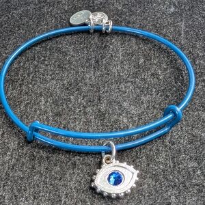 Alex and Ani Minibrights Collection-Blue Expandable Bracelet with Evil Eye Charm